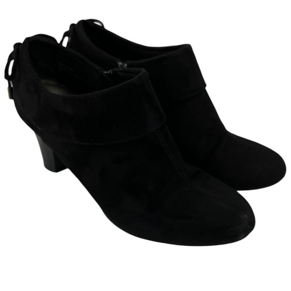 COACH & FOUR Terence Black Suede Ankle Heeled Bootie SZ 9